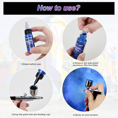 HOMY ARTY Airbrush Paint - 64 Colors with 8 Thinner - color: 64 Colors with 8 Thinner