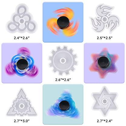 NiArt Fidget Spinner Silicone Resin Mold Kit, 5 Molds, 10 Bearings Set - size: 5 Molds (A) + 10 BLACK Bearings