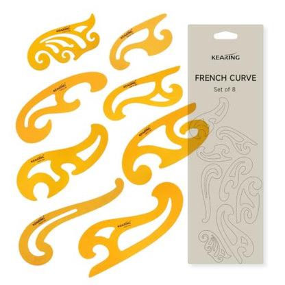 8Pcs French Curve Ruler Set - Flexible Plastic Sewing Template Tool | Flexible 8-piece clear PVC french curve template set. Perfect drawing & grading curves for sewing pattern making - style: 1308S