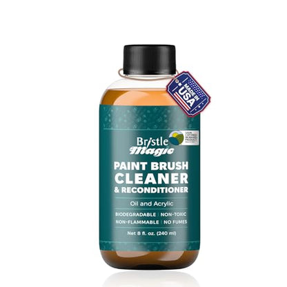 Paint Brush Cleaner and Reconditioner Perfect Acrylic, Watercolor, Spray Paint and Oil Brush Cleaner Biodegradable, Non-Flammable Washable Sustainable Cleaning Solution (8 Fl Oz) - size: 8 Fl Oz (Pack of 1)