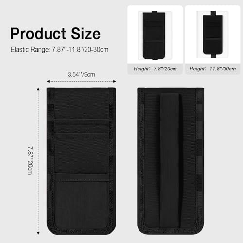 MoKo Elastic Pen Holder for Notebook with Zipper Pocket, Black - color: Black