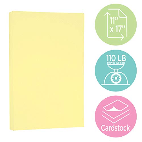 JAM PAPER Extra Heavy Weight 110lb Cardstock - 11 x 17 - Tabloid Coverstock - Canary Yellow - 50 Sheets/Pack - color: Canary, size: 11" x 17"