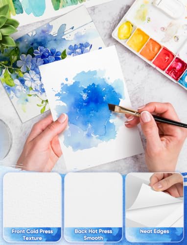 82 Sheets Watercolor Paper Bulk 7"x10", 110lb/230gsm Cold Press Thick - size: 7"x10"