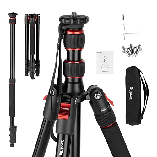 SmallRig T-10 68" Foldable Aluminum Camera Tripod/Monopod | Max. Payload 33lb, Height Adjustable from 19.7" to 67.7", Works With Cameras and Phones.