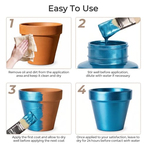 Nicpro Metallic Turquoise Acrylic Paint, 8.45oz/250ml Blue Craft Paint | Large, Non Toxic, Non Fading for Metal Wood Clay Fabric Canvas, Ceramic, Furniture, Handcrafts - color: Metallic Turquoise, size: 8.45 Fl Oz (Pack of 1)