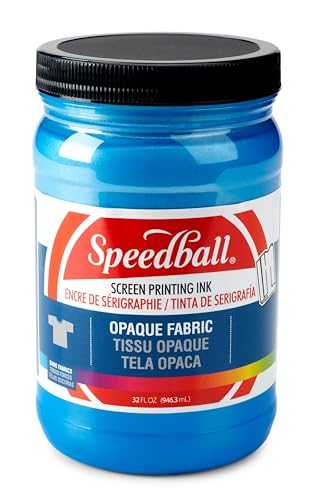 Speedball 004822 Opaque Fabric Screen Printing Ink, 32 fl. oz, Blue Topaz - color: Blue Topaz