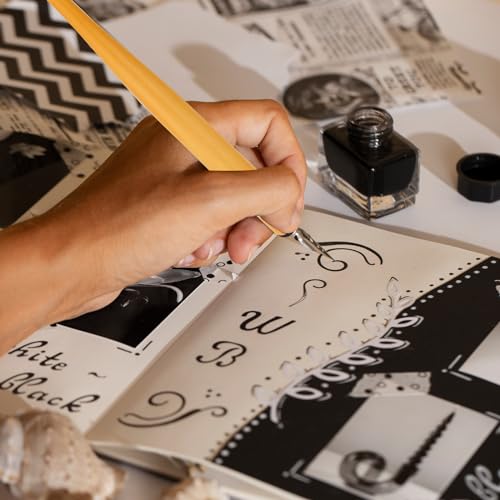 11PCS Comic Pen Nib Set, Oblique Calligraphy Dip Pen Set Fluid Writer Pen, Wooden Drawing Pen Holder with 10 Pieces Stainless Steel Pen Replacement Nibs Nib for Writing, Painting, Signing, Sketch - color: Wood