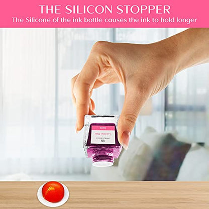 Fountain Pen Ink Bottle Luxury Edition, (Luscious Pink) Fountain Pen Bottled Ink. Compact Designed Bottle (Model: Smooth Flow 50ml) - color: Pink [Luscious Pink] Ink Bottle
