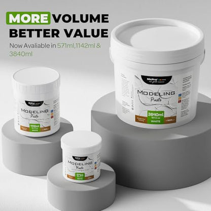 Nicpro Modeling Paste 3840ml/197.5 oz for Acrylic Painting | High-Density Acrylic Medium for Texture, Thickness, Structural Molding Paste for Art Projects, DIY, 3D Effect - size: 3840 ml