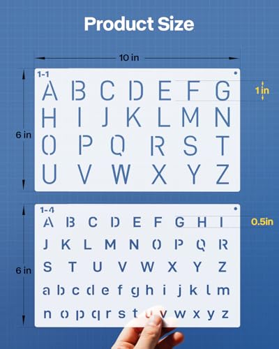 4 Fonts Small Letter Stencils for Painting 0.5 & 1 Inch, 20PCS Reusable Alphabet Symbol Number Stencils for Journaling Scrapbook Crafts Art Projects