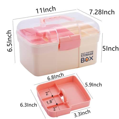 Kinsorcai 11'' Plastic Storage Box with Removable Tray, Multipurpose Organizer for Sewing, Art & Craft, Cosmetic (White) - color: white