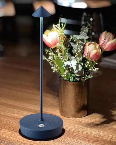LED Cordless Table Lamp Rechargeable 6000mAh Battery Outdoor Light | IP54 Waterproof Portable 3 Color Touch Dimmable Table Light for Patio Restaurant Dining Home Set of 2 Blue - color: 2Pack Blue