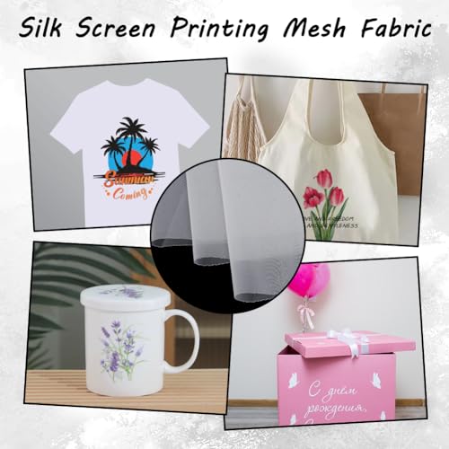 AHANDMAKER 5.5 Yards Silk Screen Printing Mesh Fabric 40 Inch Width Nylon High Tension Mesh Making for Paint Filter Cloth T-Shirt Screen Printing Machine Fabirc, White