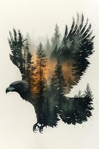 GMETINC Forest Eagle Diamond Painting Kits for Adults, Animal DIY 5D Diamond Art Kits Full Drill Diamond Dots Paintings with Diamonds Gem Art and Crafts Home Decor 12x16inch - color: Eagle