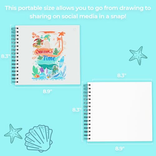 Ohuhu 8.3"x8.3" Double-Sided Bleedproof Marker Pad Art Sketchbook 60 Sheets - size: 8.3" x 8.3"