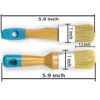 MAXMAN Chalk Paint Brush Set, Small Wax & Stencil Brushes, Professional Natural Bristle Brushes for All Furniture Paints, No Shedding - size: 2PCS-Small