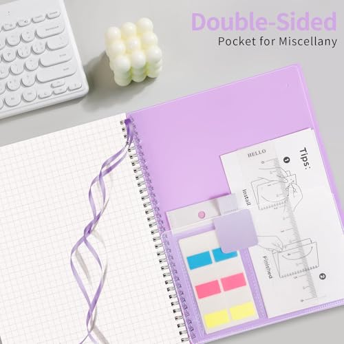 AHGXG Spiral Graph Paper Notebook, 110 Pages, A4 (8.5" x 11") | 100 gsm Thick Grid Paper, Waterproof Plastic Cover, for School Writing Engineering (Purple) - color: Purple, style: A4-Graph