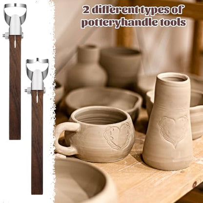 2Pcs Sculpture Scraper Pottery Handle Making Tool Pottery Carving Tool | Potterys Trimming Tools Polymer Clay Sculpting Tools for Ceramic Sculpture Craft Teacup Mug Cup Handle Making