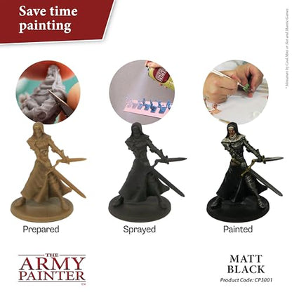 The Army Painter, Colour Primer Matt Black, 400 ml acrylic spray | Spray Paint Basecoat for Miniature Model Undercoat Priming, Plastic Wargames, DnD & Warhammer - color: Matt Black