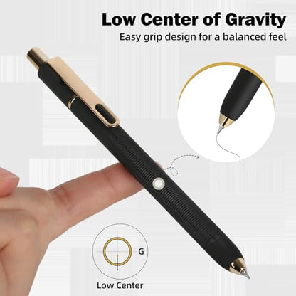 6Pcs Gel Pens-0.5mm Fine Point Black Ink with 3 Extra Refills, Soft Comfortable Grip,Smooth Fluent Writing,Retractable Design for Men Journal,Business Office and Nurse Note Taking(Black) - color: Black