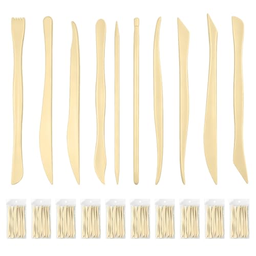 Lainballow 100 Pcs Clay Tools Kit, Plastic Pottery Tools, Clay Sculpting Tools, Double Ended Clay Carving Tools, Modeling Clay Tools Bulk for Carving Shaping Embossing for Beginners Hobbyists Artists