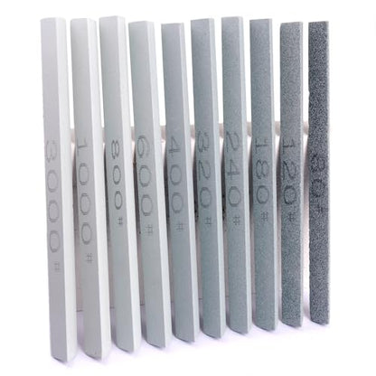 Sharpening Stone Sticks,Triangular 10pcs Green Carbon Oilstone Sanding Bar for sharpening cutting tools, Honing Steel Tool (5.9 * 0.47Inch) - size: 5.9*0.47Inch