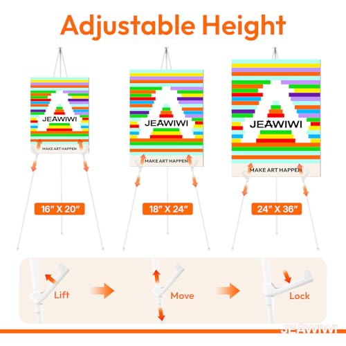 JEAWIWI 8 Pcs Lightweight Easel Stand, 66 Inch, White, with Portable Bags - color: White, size: 8 PCS