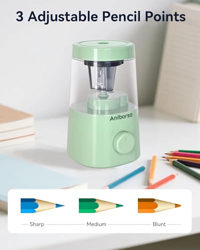 Electric Pencil Sharpener, Battery/USB Cord Operated, Green - color: Green