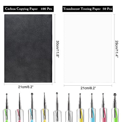 ASTARON 150 Sheets Black Carbon Copy Paper and Tracing Paper with Tool Set
