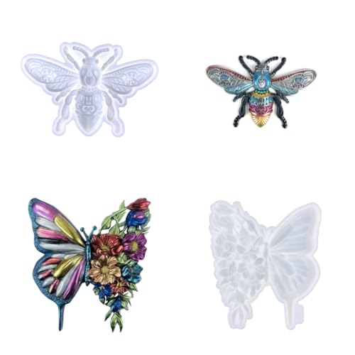 3D Resin Casting Molds Set, Decorative Bee and Butterfly Wall Art Silicone Molds, DIY Craft Making Tools, Epoxy Resin Silicone Mould