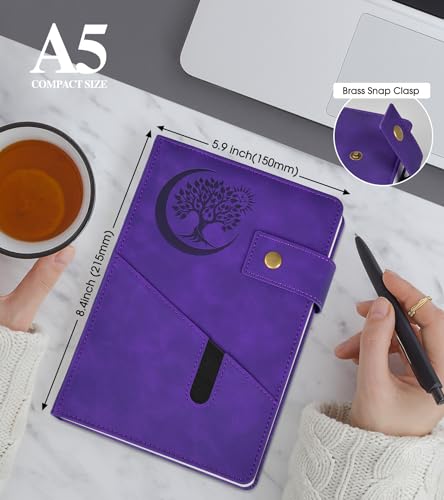 PAIBAS Blank Journal Notebook, A5 Hardcover Leather Sketchbook with 200 Pages Thick Blank Paper for Men Women, Unlined Drawing & Writing Journal, 5.9" x 8.4" Plain Notebook (purple) - color: Purple, size: Blank Page