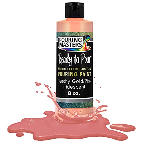Pouring Masters Peachy Gold/Pink Iridescent Special Effects Acrylic Pouring Paint - Premium 8-Ounce Pre-Mixed Fluid Acrylic Paint - Fluid Art Supplies for Canvas, Wood, Paper, Tile & Rocks - color: Peachy Gold/Pink, size: 8 Fl Oz (Pack of 1)