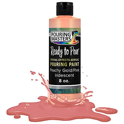 Pouring Masters Peachy Gold/Pink Iridescent Special Effects Acrylic Pouring Paint - Premium 8-Ounce Pre-Mixed Fluid Acrylic Paint - Fluid Art Supplies for Canvas, Wood, Paper, Tile & Rocks - color: Peachy Gold/Pink, size: 8 Fl Oz (Pack of 1)