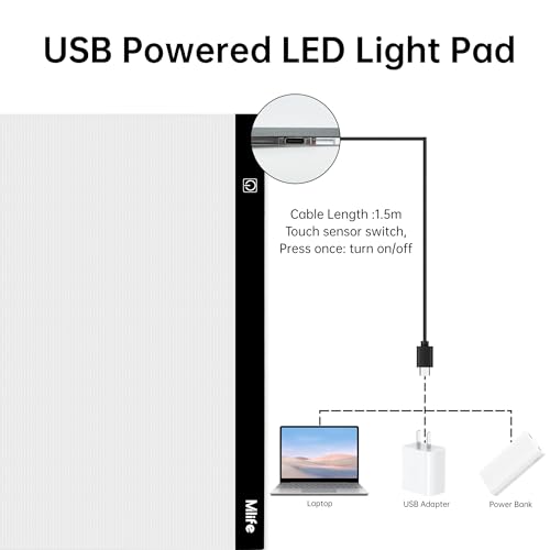 Mlife A3 Light Board Kits for Diamond Art Painting, Tracing Light Box, Light Up Tracing Pad, Diamond Art Painting Light Board for Drawing, Sketching, Animation with Foldable Stand & 4 Fasten Clips - style: A3 kits