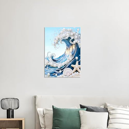 Muzagroo Art Pearl Diamond Paintings Kits for Adults Special-Shaped Sea Waves Diamonds Art Kits for Beginners Diamond Art Paintings Gem Art Kits Diamond Dots Kits 30x40cm (Waves) - color: Waves