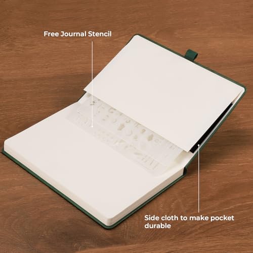 AHGXG Dotted Journal Notebook, 192 Pages, A5 Medium Size (5.7'' x 8.3'') - color: Dark Green, style: Dotted