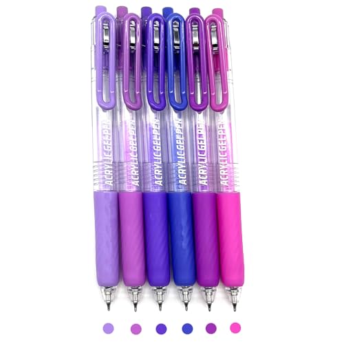 6 Colors 0.7mm Fine Pointed Acrylic Gel Pen Set,Monet Purple | Fit for Drawing Creation, Daily Painting, Coloring, Card Making, Journaling - color: Purple