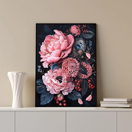 Flowers Diamond Art Kits for Adults, Feathers 5D Diamond Painting Kits | DIY Gem Painting, Dimond Art Paintings Kit, Crafts for Adults, Full Drill Diamond Dot for Home Wall Decor 12 X 16 In - color: CM083