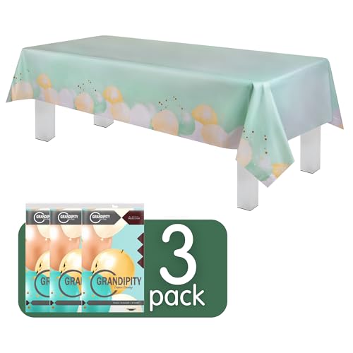 Grandipity Party Balloon Birthday 3 Pack Premium Disposable Plastic Tablecloth 54 Inch. x 108 Inch. Rectangle Table Cover - color: Balloons, size: 54" x 108" - 3 Pack