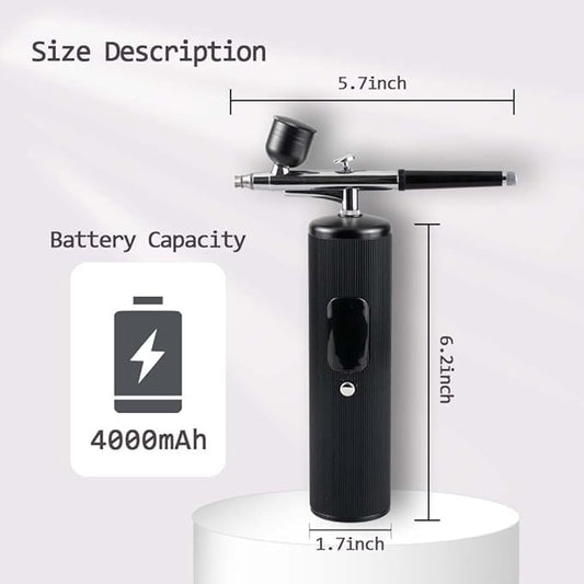 48PSI High-Pressure Airbrush Kit with Compressor, 0.3mm Nozzle & 4000mAh Battery - Handheld Portable Spray Gun for Nail Art, Makeup, Painting, Graffiti, Cake Decorating,Model Coloring (Black) - color: Black
