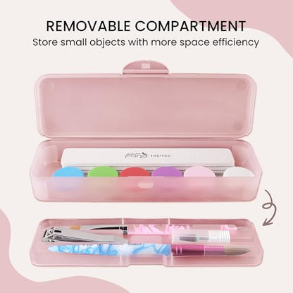 Beauticom Double-Layer Personal Storage Storage Case for Professional Nail Art Pens, Nail Brush, Tools (Pink) - color: Pink