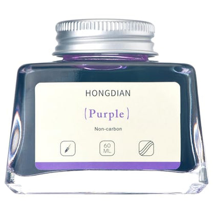 Hongdian Fountain Pen Bottled Ink Purple Color, 60ml Non Carbon Inkwell Bottle, Artist Calligraphy Ink - color: Purple