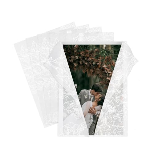 Goefun 115GSM Pre-Folded Floral Vellum Jackets for 5x7 Invitations 120 Pack - color: pattern-white peony, size: 5x7-120pcs