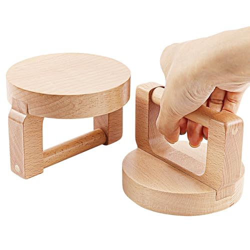 Block Printing Baren, 4 Inch Bamboo and Wood Baren for Printmaking, 2Pack Smooth Varnished Bottom Baren Ideal for Block Printing, Linocut, Crafting, Scrapbooking