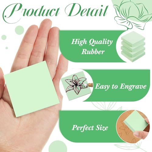 Frienda 24 Pcs 2" x 2" Rubber Carving Blocks Linoleum Blocks for Printmaking, Stamp Making, DIY Crafting, Scrapbook, Painting, Soft and Easy to Carve (Mint Green) | Easy to Carve, for Printmaking, Stamp Making, DIY Crafting, Scrapboo, Painting, Soft Linol