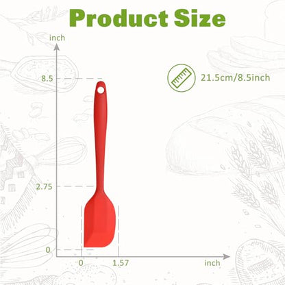 Silicone Spatula, 8.5 inch Rubber Spatula Heat Resistant One Piece Design Non-Stick Flexible Kitchen Scrapers with Stainless Steel Core for Baking, Mixing, Cooking (5-piece)