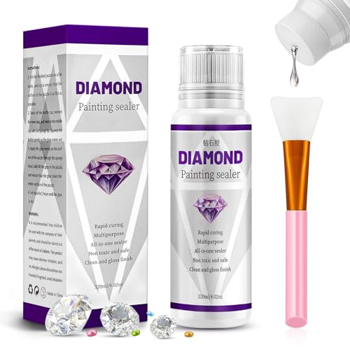 Yunnuo Diamond Painting Sealer 120ML, Diamond Art Glue Sealer with Silicone Brush, 5D Diamond Painting Glue Accessories for Adult, Suitable for Gem Art Painting,Coaster,Puzzles, Diamond Mirror(4OZ) - color: J001-diamond sealer 120ML