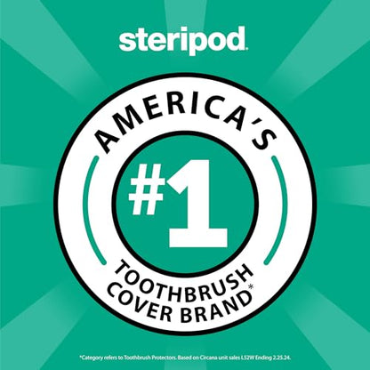 Steripod Clip-on Toothbrush Protector, Green/Silver, 2 Count - color: Clear Blue and Clear Green, size: 2 Count (Pack of 1)