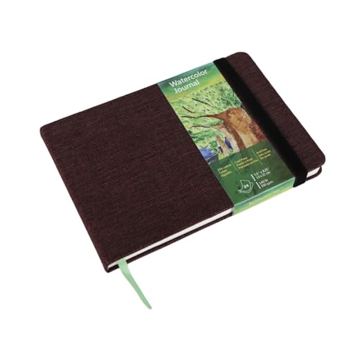 tumuarta Watercolor Sketchbook Journal, 8.25x5.5, 140 LB, Cotton Paper | 300GSM, Cold Press, 24 Sheets, 48 Pages, Watercolor Paper Sketchbooks For Use As Travel Notebook and Mixed Media Pad - color: Brown, size: 8.25x5.5"