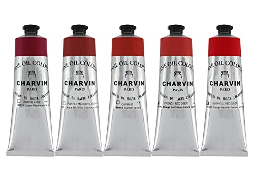 Jerry's Artarama Charvin Elite Artists' Oil Paints - Reds - 150 mL Set of 5 - color: Reds, size: 150 mL Set of 5